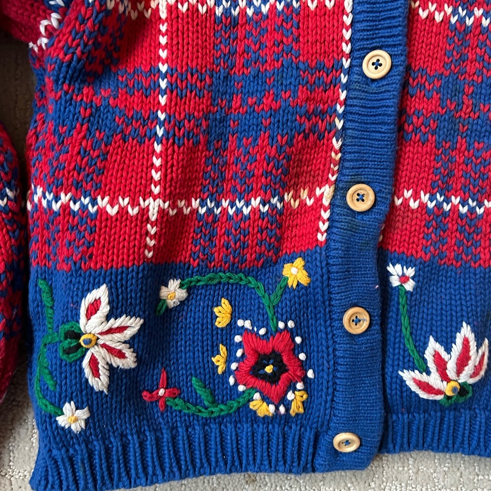 Vintage Hanna Andersson knit cardigan floral detail medium - Picture 2 of 7